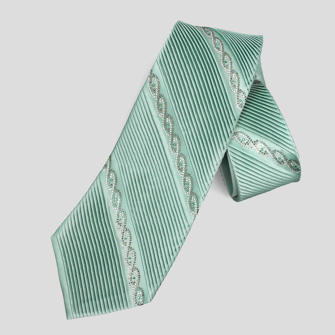 ステファノリッチ ネクタイ｜シルク プリーツ 青緑/ティールグリーン