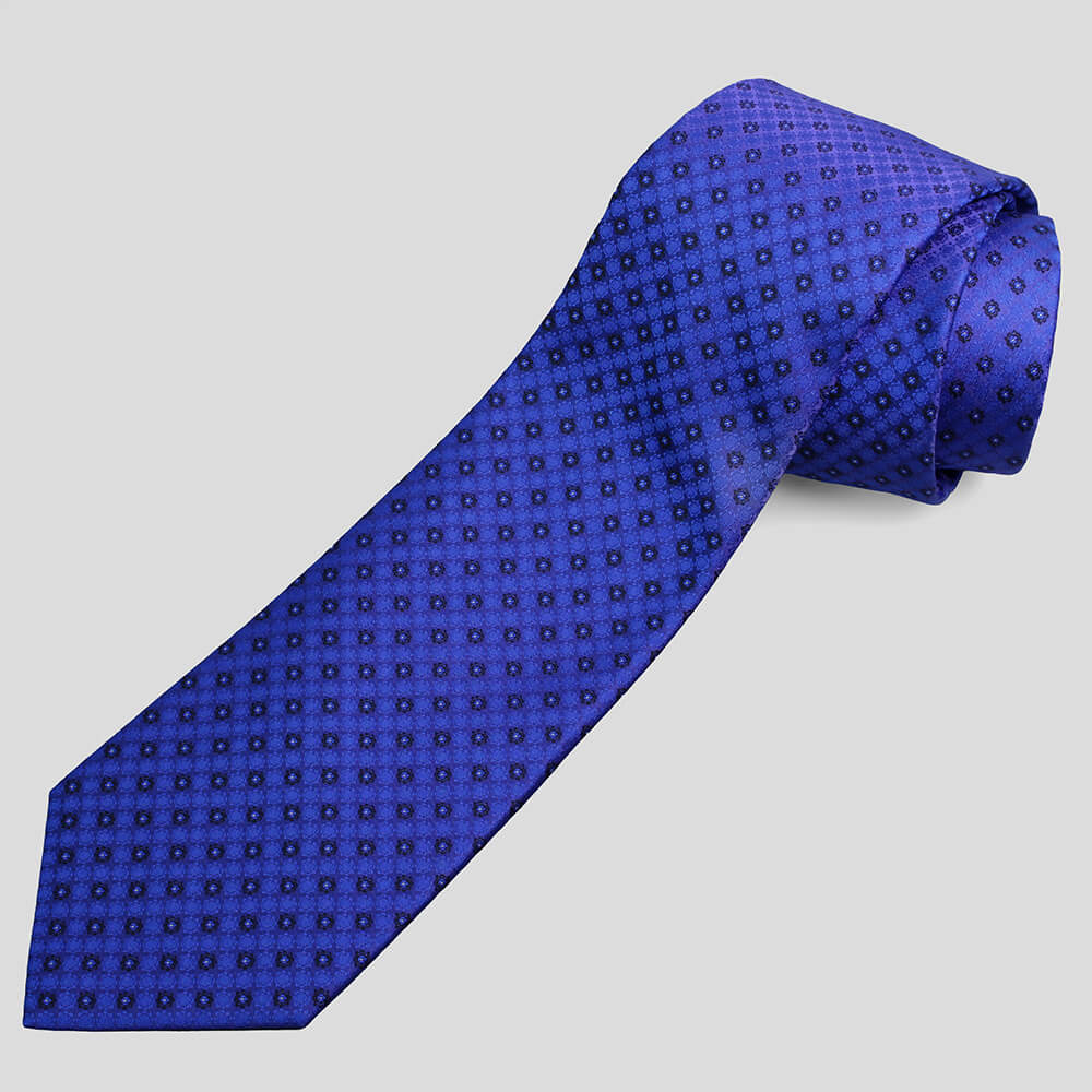 ステファノリッチ ネクタイ シルク ジャカード ブルー ブラック 小紋