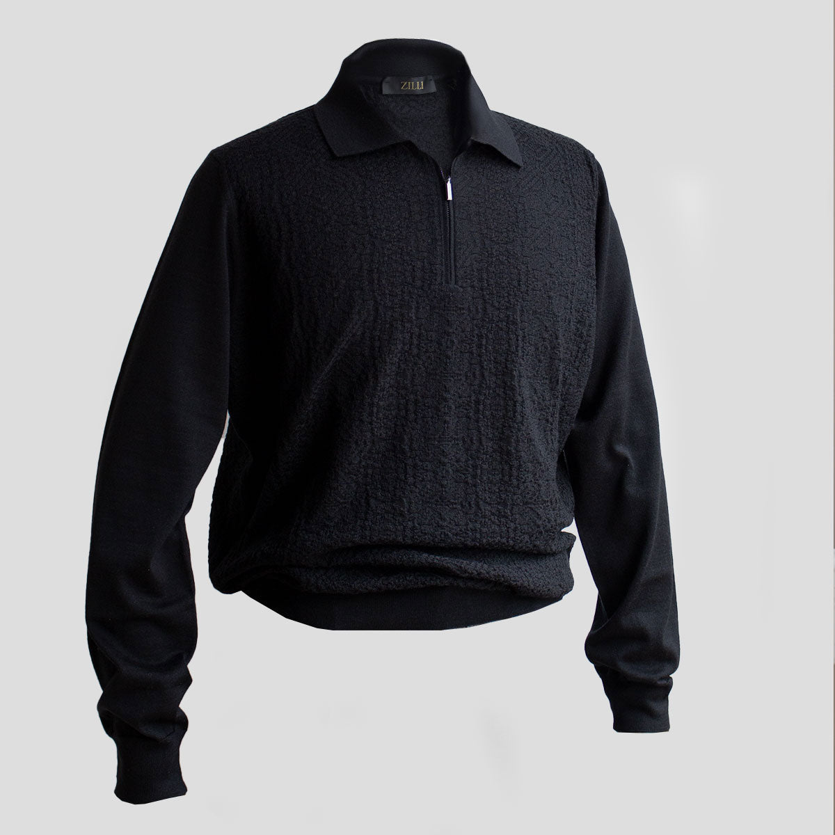 PGG ◾️銀座シックス限定セーター◾️ブラック ZILLI／ジリー】ハーフジップカシミヤシルクニットセーター ブラック