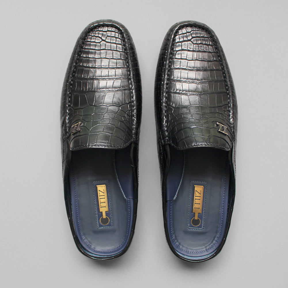 ZILLI／ジリー サンダル スリッパ アリゲーターレザー ワニ革 ブラック