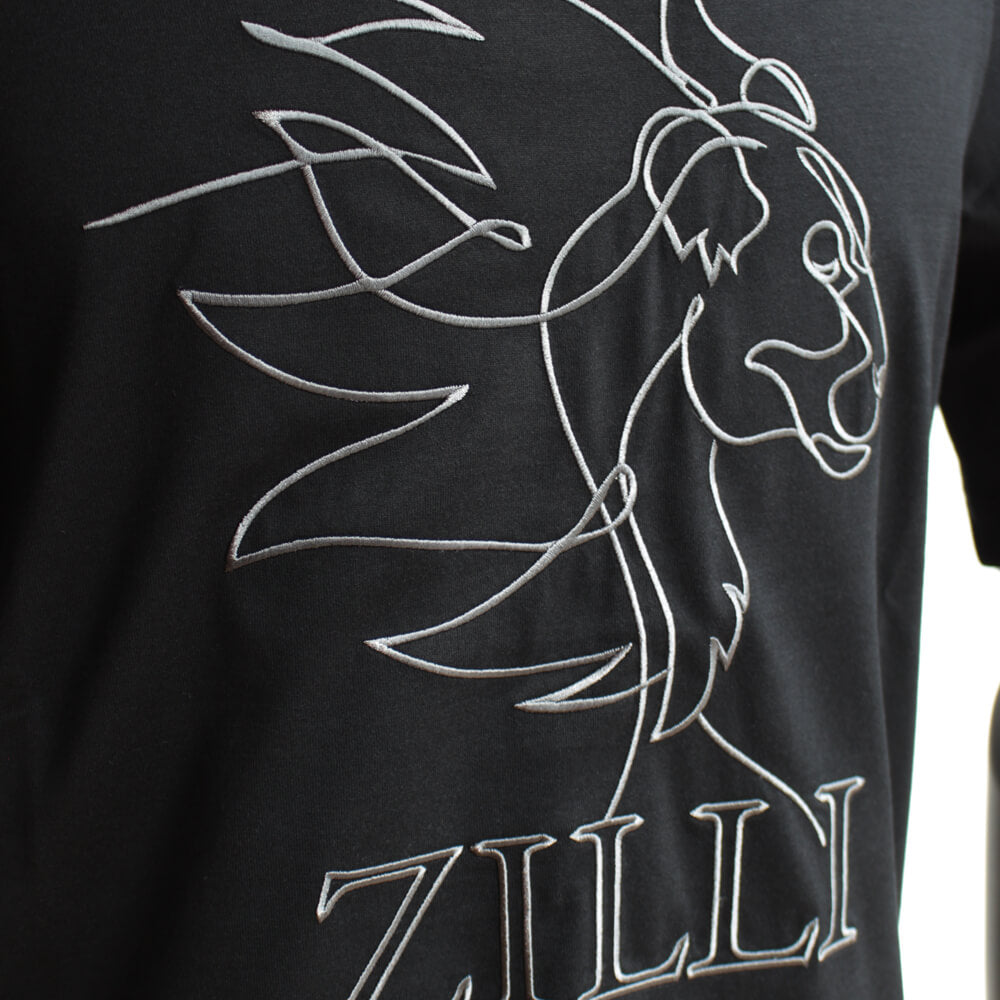 【ZILLI／ジリー】コットンTシャツ ブラック 刺繍 (zil02450)