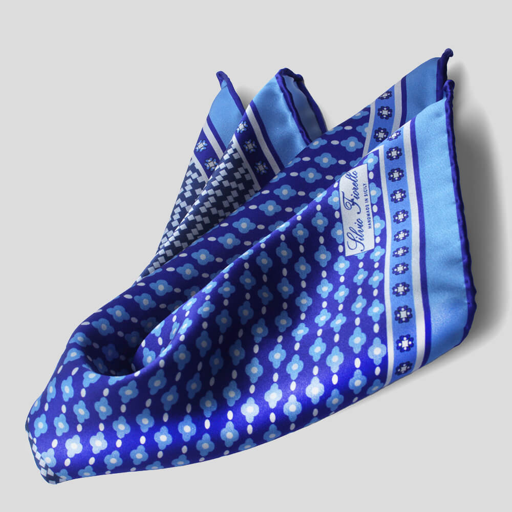 STEFANO RICCI Pleated Silk Tie Solid Tie Print Pleated Blue ste00886 