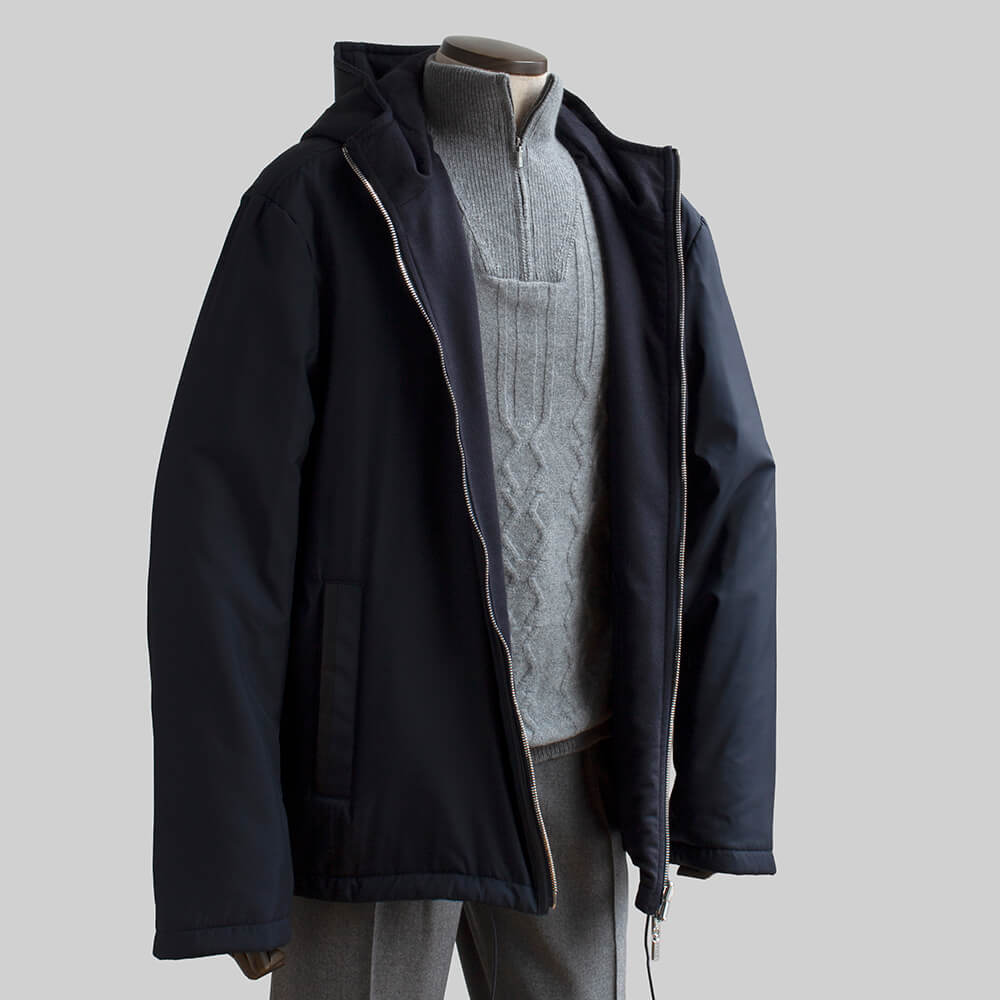 【ZILLI／ジリー】中綿入りリバーシブルカーコート カシミヤ シルク  (zil02470)