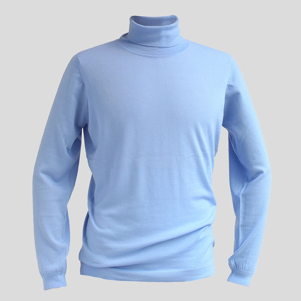 WILLIAM LOCKIE / William Rocky Super160's wool knit sweater V-neck light blue wil0006