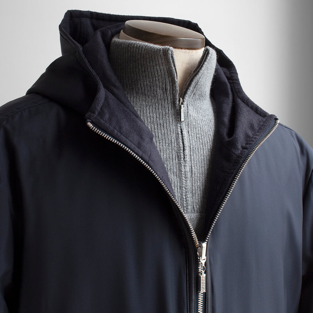 【ZILLI／ジリー】中綿入りリバーシブルカーコート カシミヤ シルク  (zil02470)