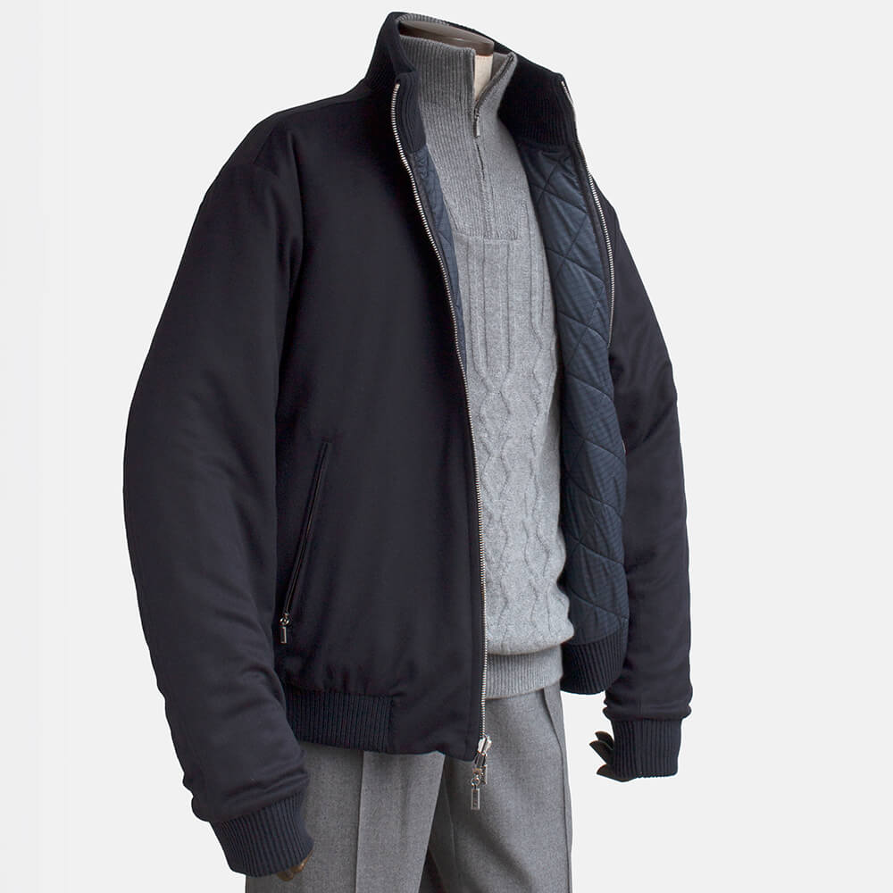 【ZILLI／ジリー】リバーシブルブルゾン ボンバージャケット ネイビー (zil02469)