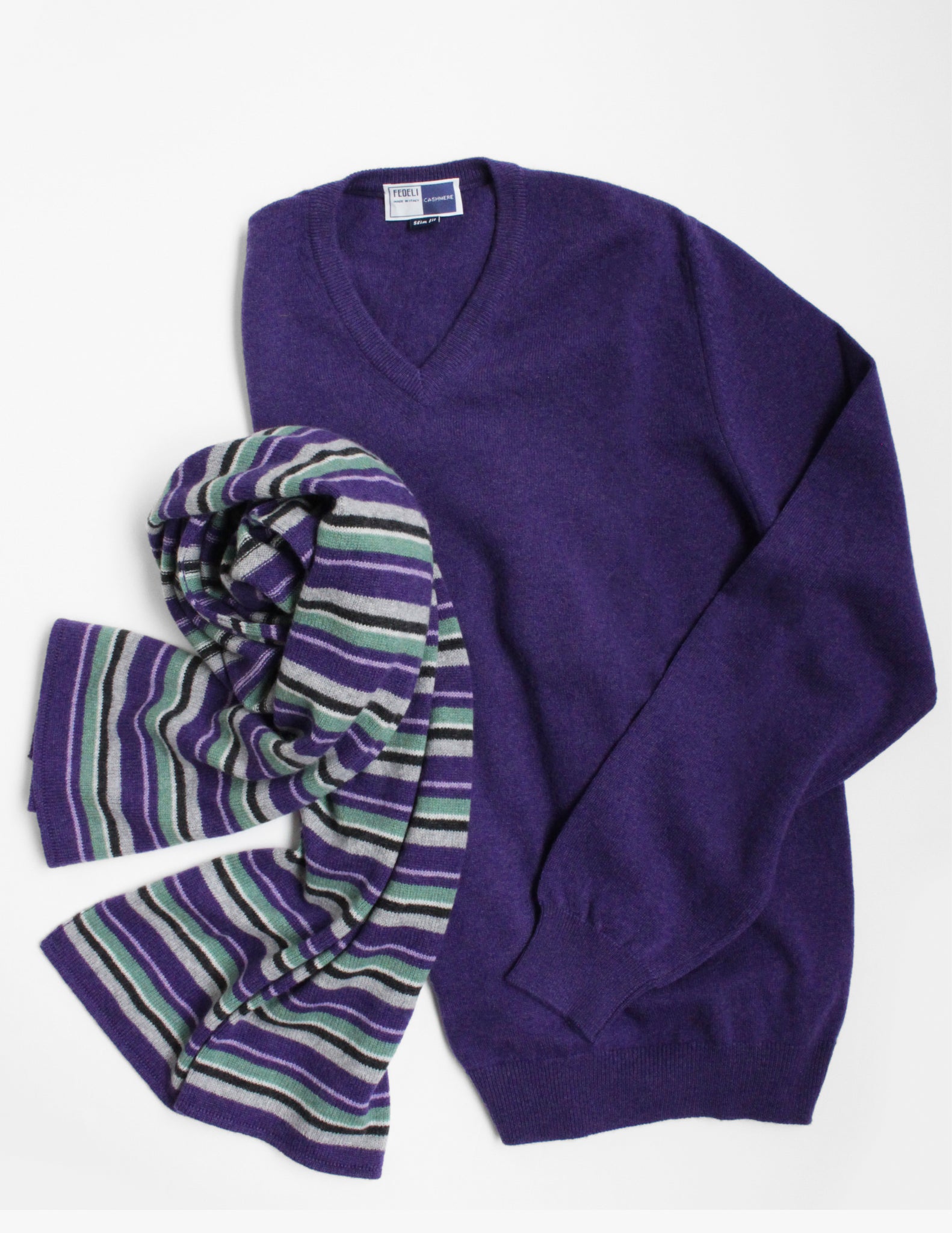 [FEDELI] Cashmere knit scarf, stole, purple (fed00079) 