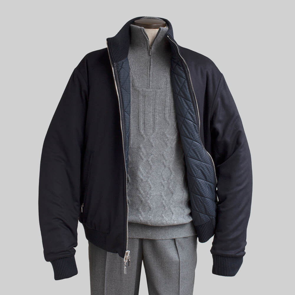 【ZILLI／ジリー】中綿入りリバーシブルカーコート カシミヤ シルク  (zil02470)