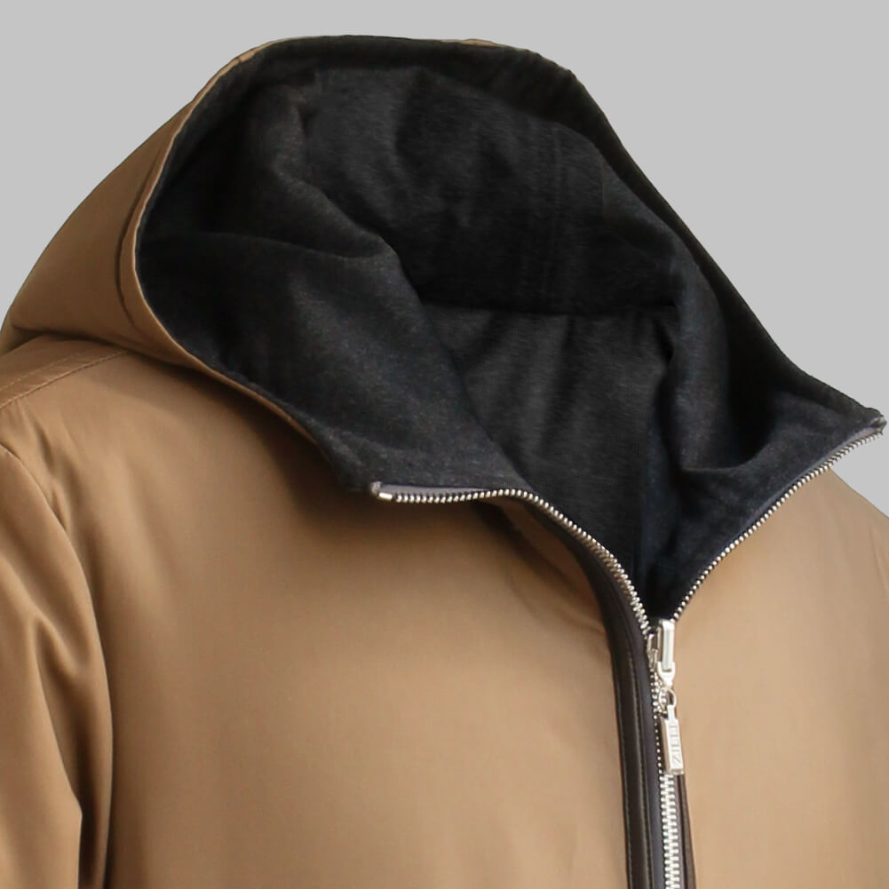 【ZILLI／ジリー】中綿入りリバーシブルカーコート カシミヤ シルク  (zil02470)