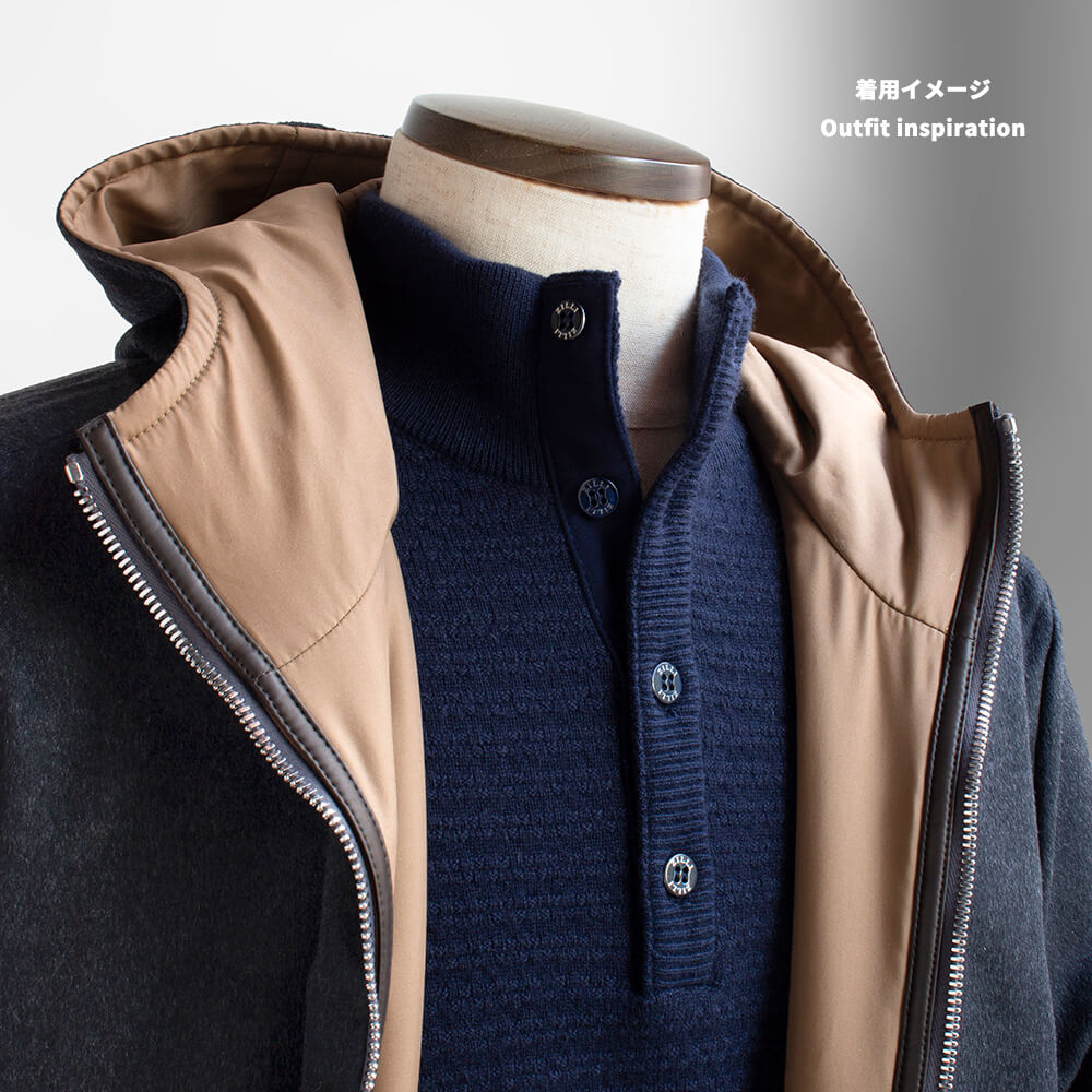 【ZILLI／ジリー】中綿入りリバーシブルカーコート カシミヤ シルク  (zil02470)