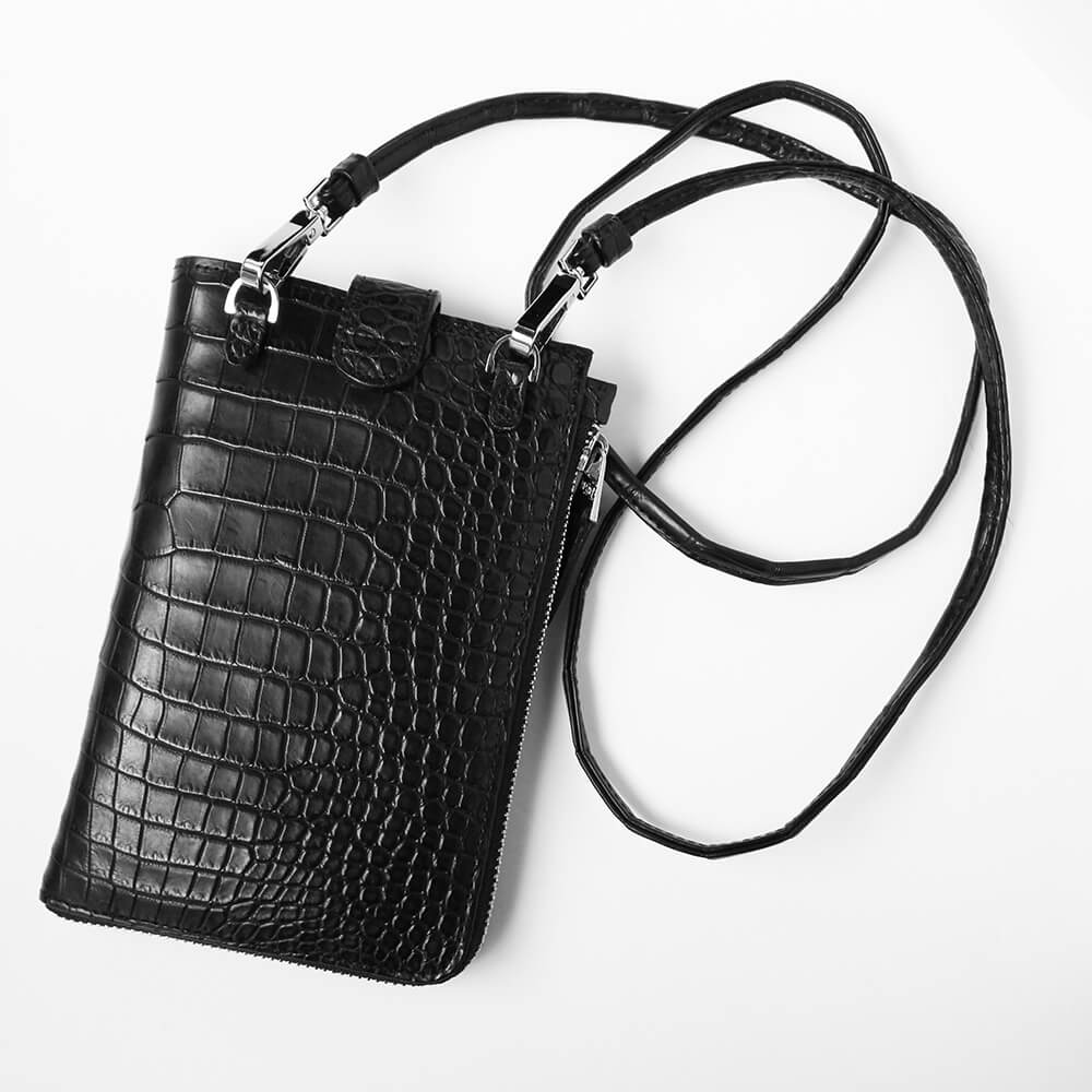 【レザック】クロコダイルポシェット ショルダーバッグ