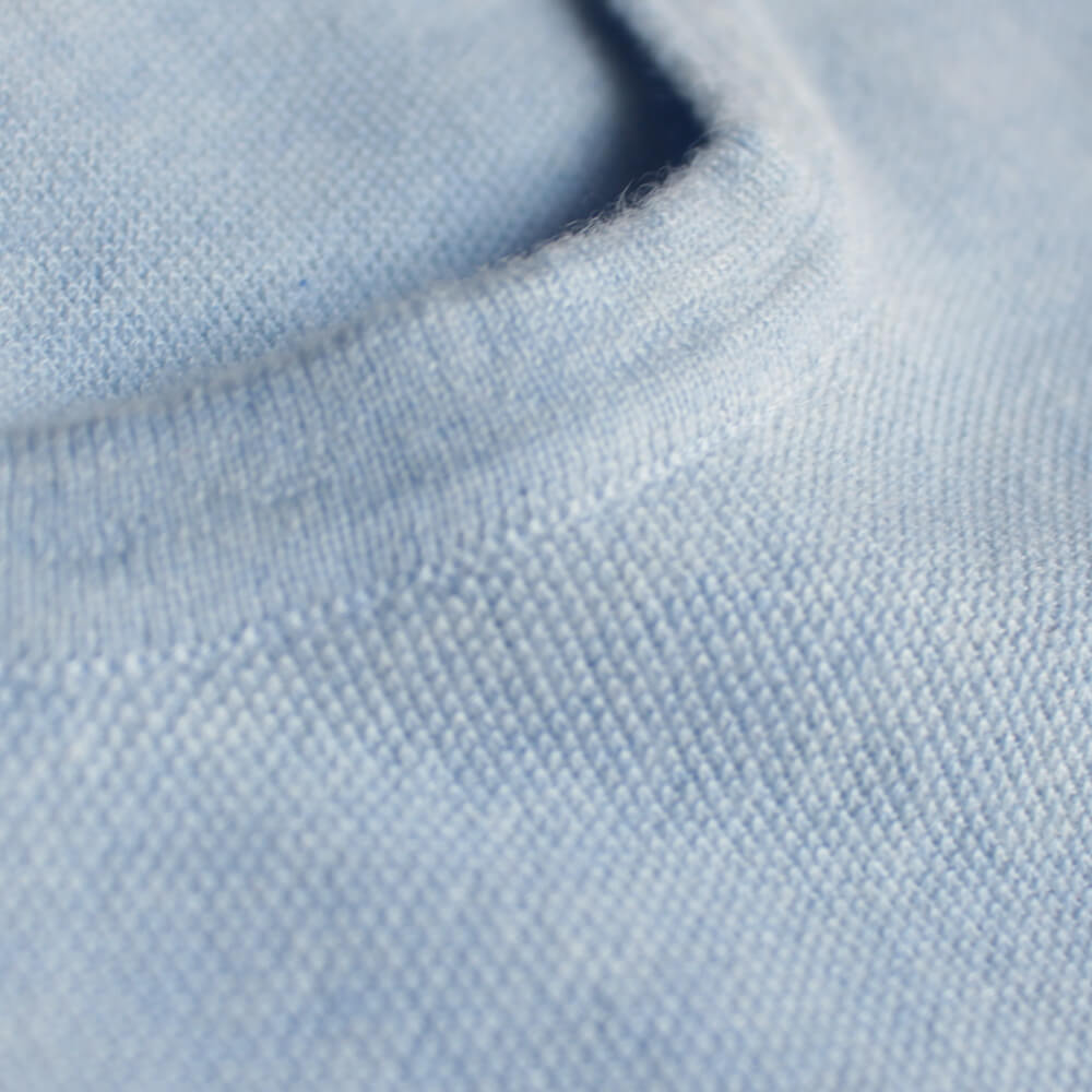 [TRICASE] Cashmere knit T-shirt, pique, crew neck, Loro Piana, top cashmere, light blue, tic0007