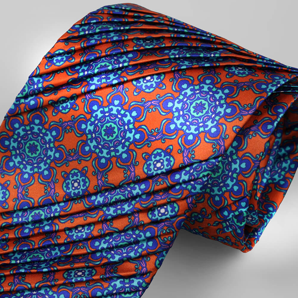 シルヴィオ・フィオレッロ】ネクタイ │プリーツ シルク オレンジ