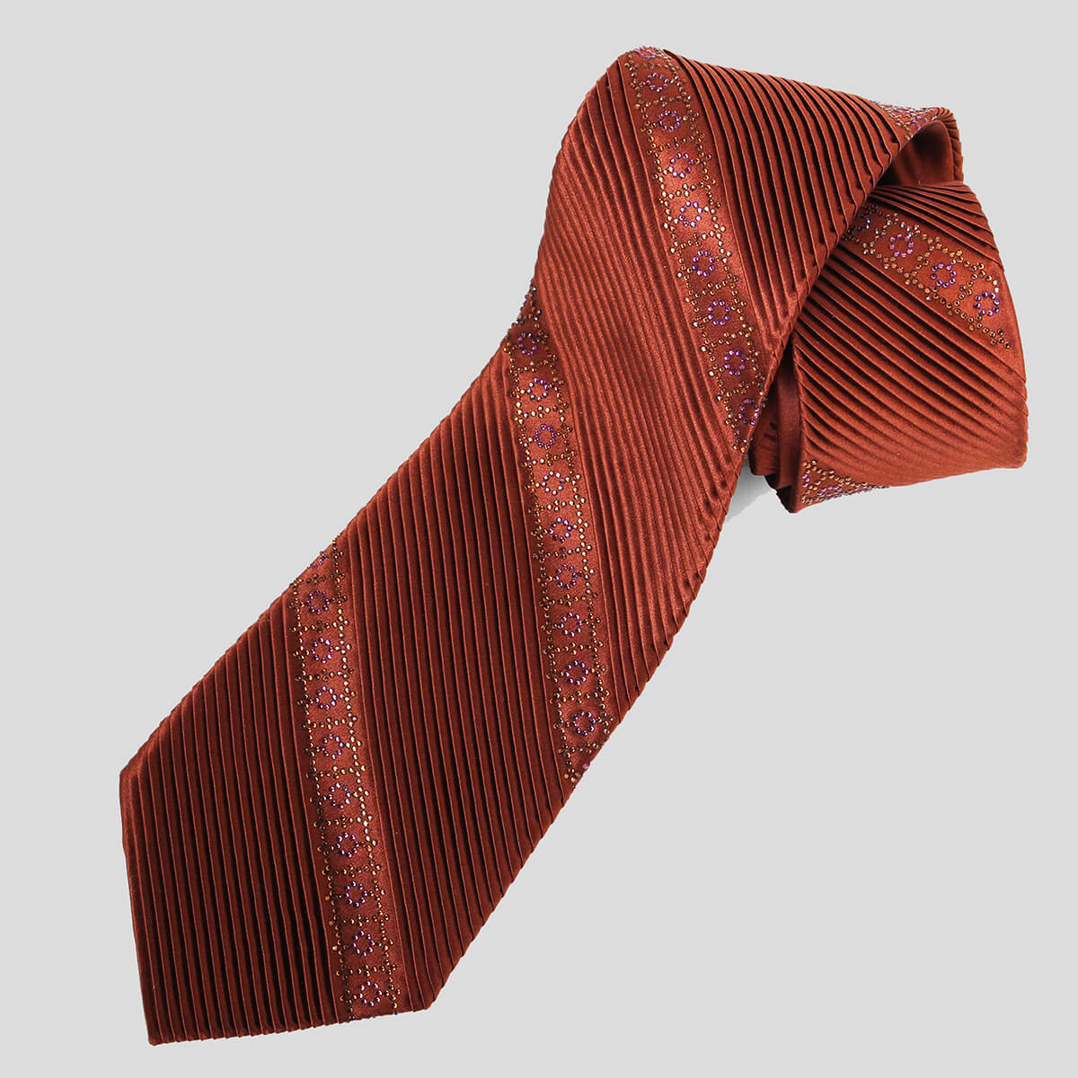 STEFANO RICCI / Stefano Ricci Swarovski Pleated Tie Silk Pleated Bordeaux [ste00802] 