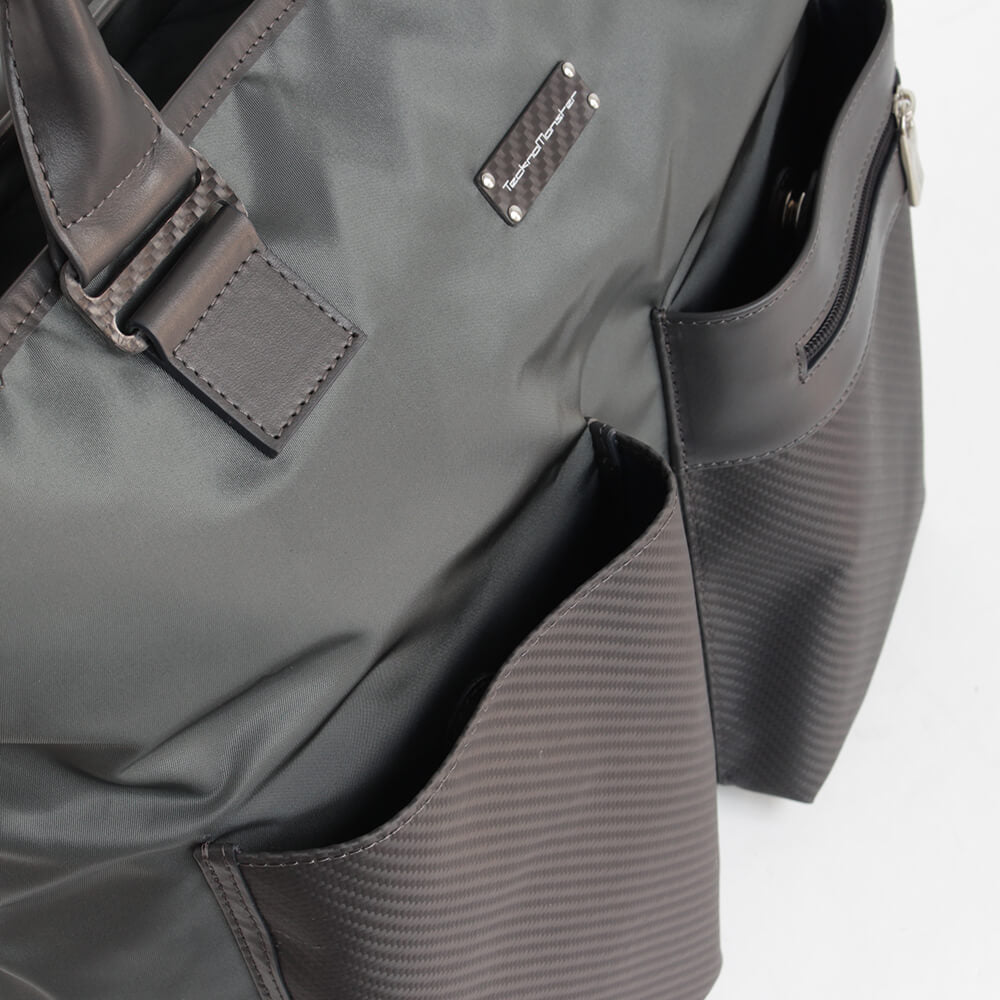 [TecknoMonster] Business bag, briefcase, document bag, carbon fiber, calf leather, purple gray, tec00342