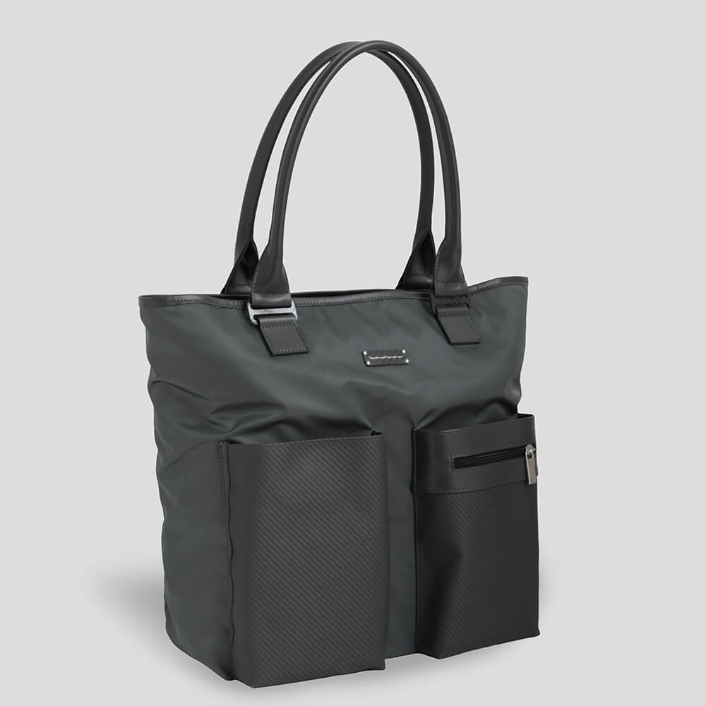[TecknoMonster] Business bag, briefcase, document bag, carbon fiber, calf leather, purple gray, tec00342