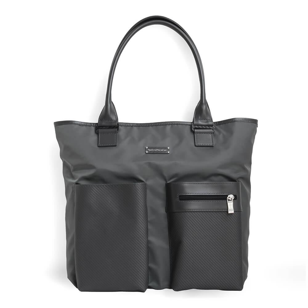 [TecknoMonster] Business bag, briefcase, document bag, carbon fiber, calf leather, purple gray, tec00342