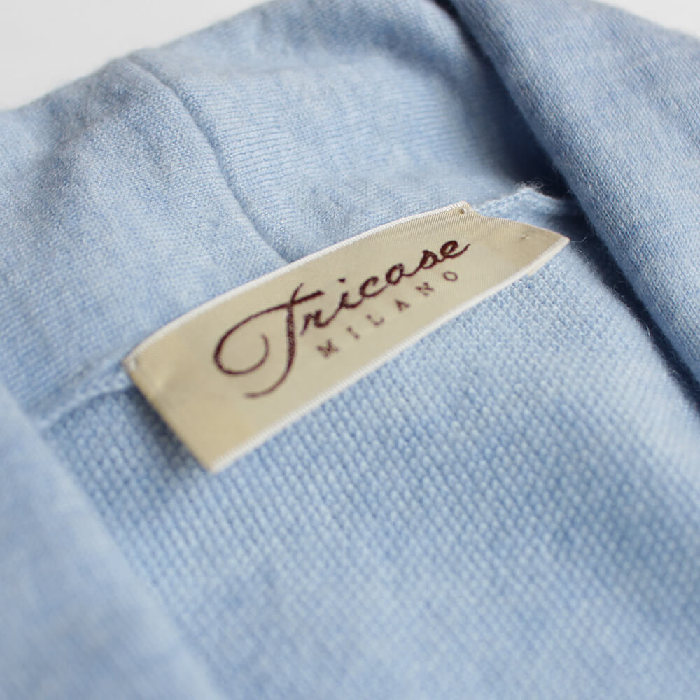 [TRICASE] Cashmere knit cardigan, pique, Loro Piana, top cashmere, light blue, tic0008