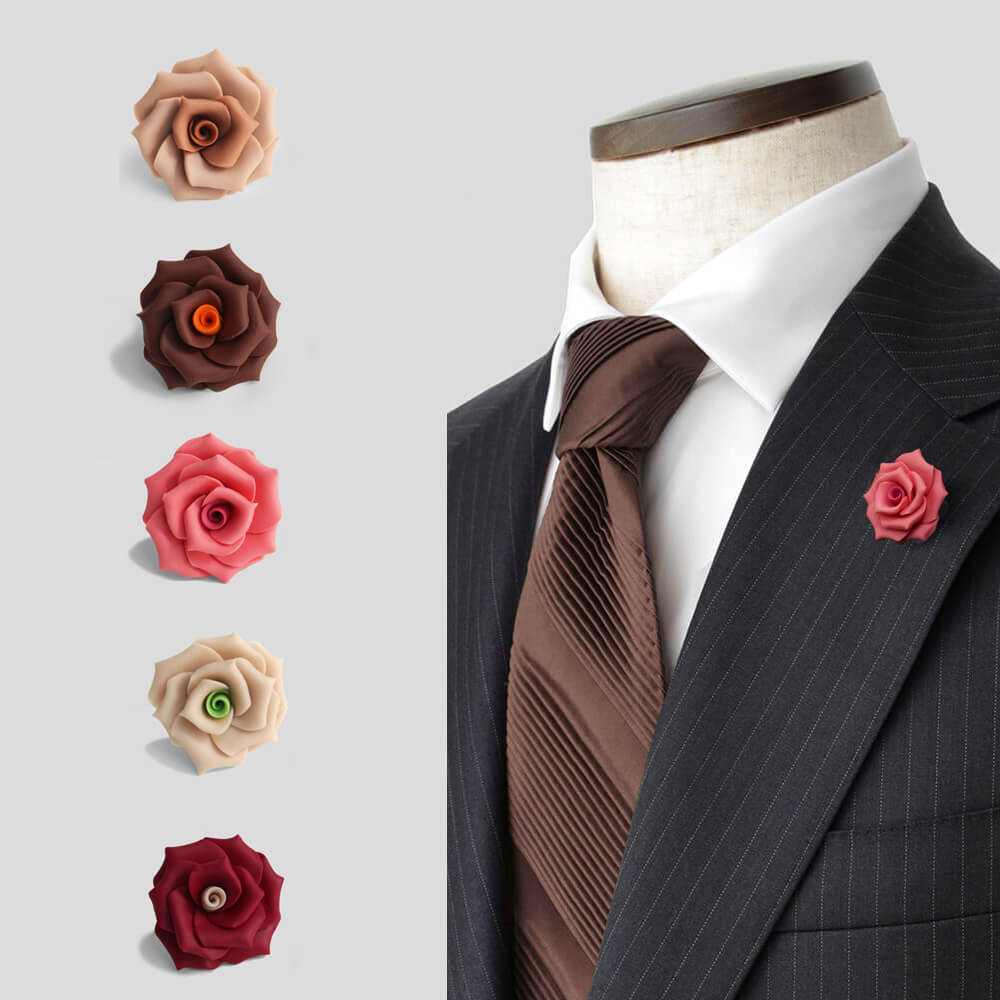 HIKO ORIGINAL Lapel Pin Boutonniere Rose Ash Pink hik00935 