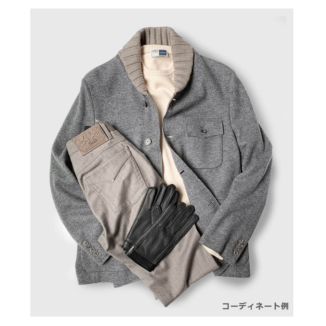 [FEDELI] Cashmere knit jacket, grey, fed00135