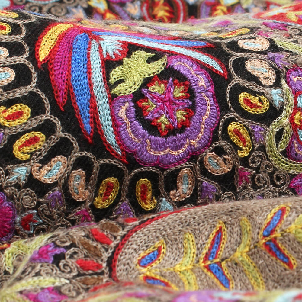 EZMA／エズマ】ベビーカシミヤ刺繍ストール 手刺繍 大判
