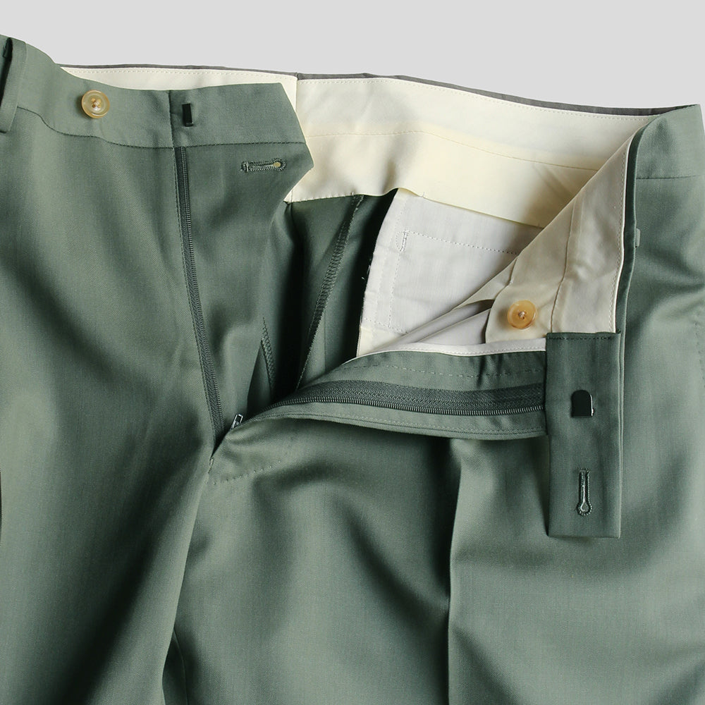 [HIKO ORIGINAL] Pleated slacks, pants, wool, 1 pleat, tuck, khaki [hik00941]