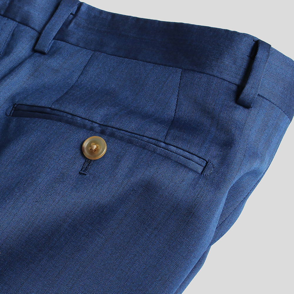 [HIKO ORIGINAL] Pleated slacks pants wool silk 1 pleat tuck blue [hik00942]