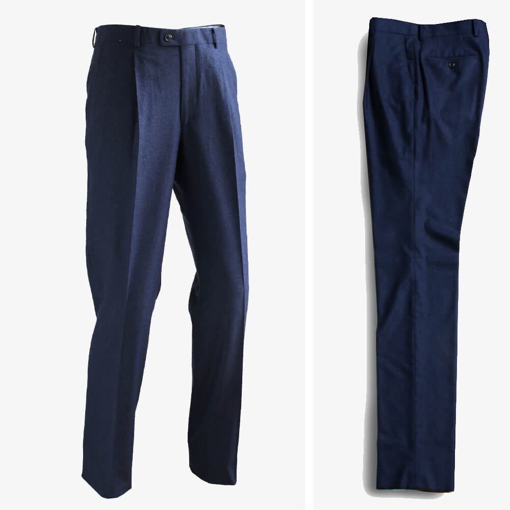 [HIKO ORIGINAL] Pleated slacks pants wool silk cashmere 1 pleat tuck navy [hik00947]