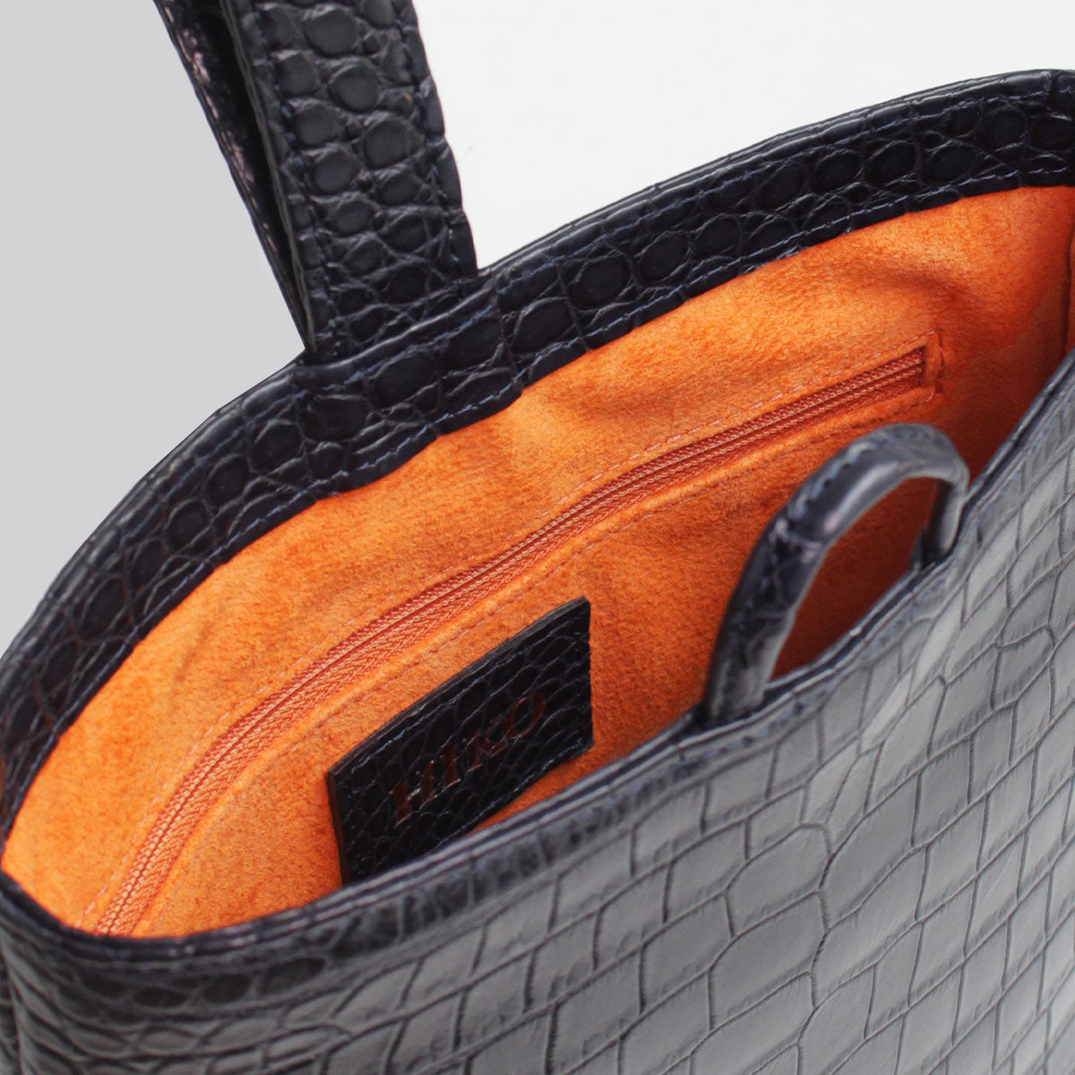 [HIKO ORIGINAL] One Mile Bag, Handbag, Clutch Bag, Crocodile, Black [les00072]