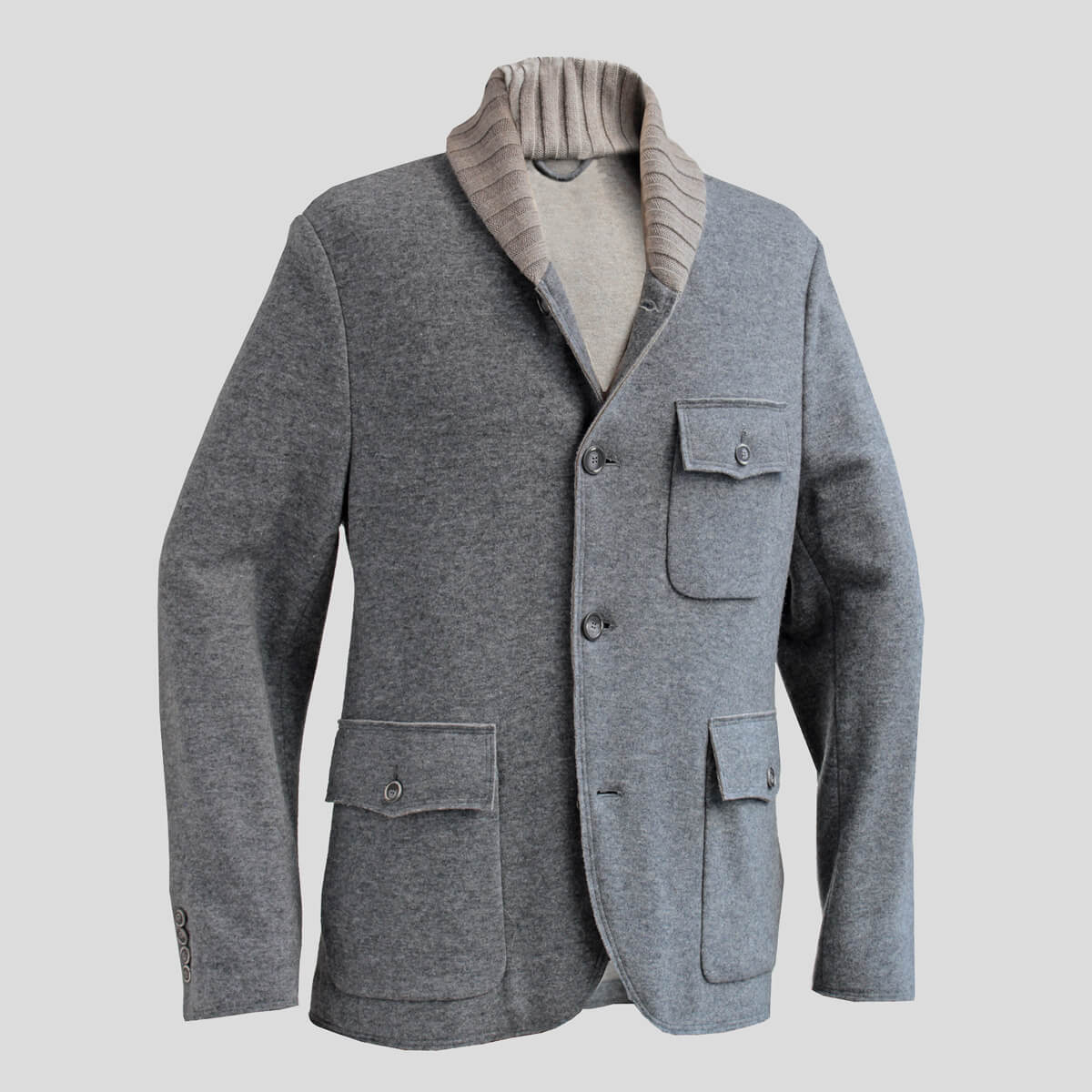 [FEDELI] Cashmere knit jacket, grey, fed00135