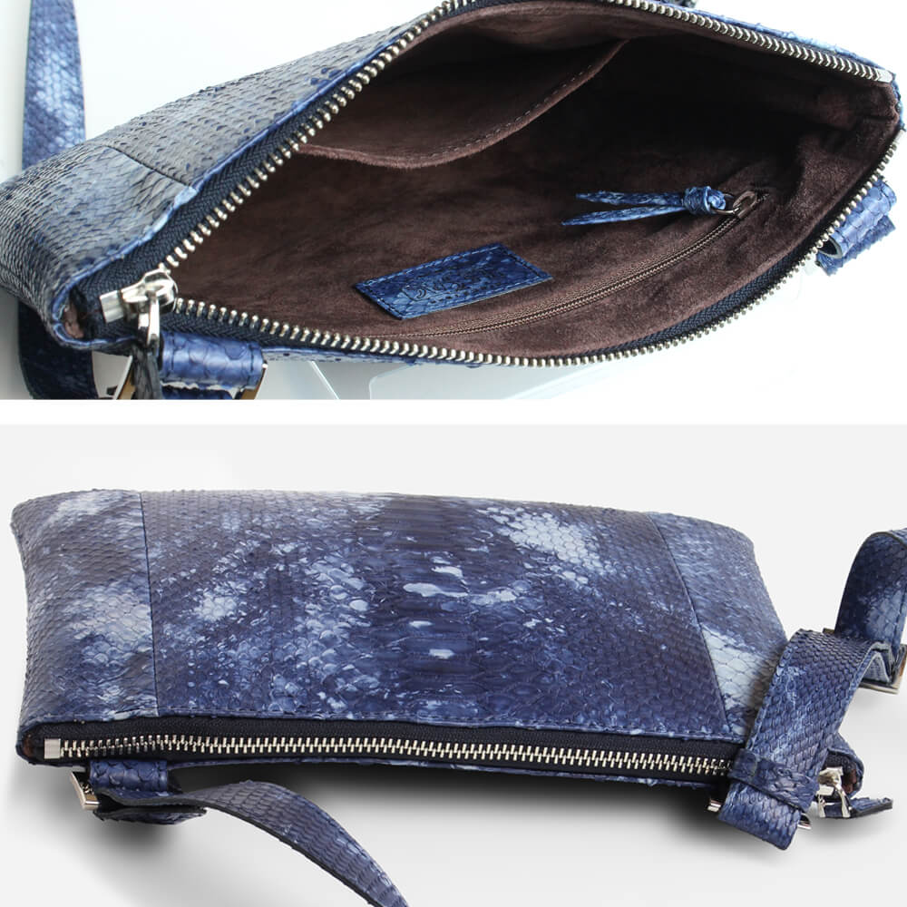 (全3色)【レザック】パイソン2wayバッグ ショルダー クラッチ 匠の染めシリーズ