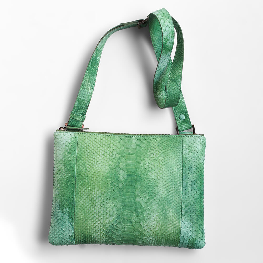 (全3色)【レザック】パイソン2wayバッグ ショルダー クラッチ 匠の染めシリーズ