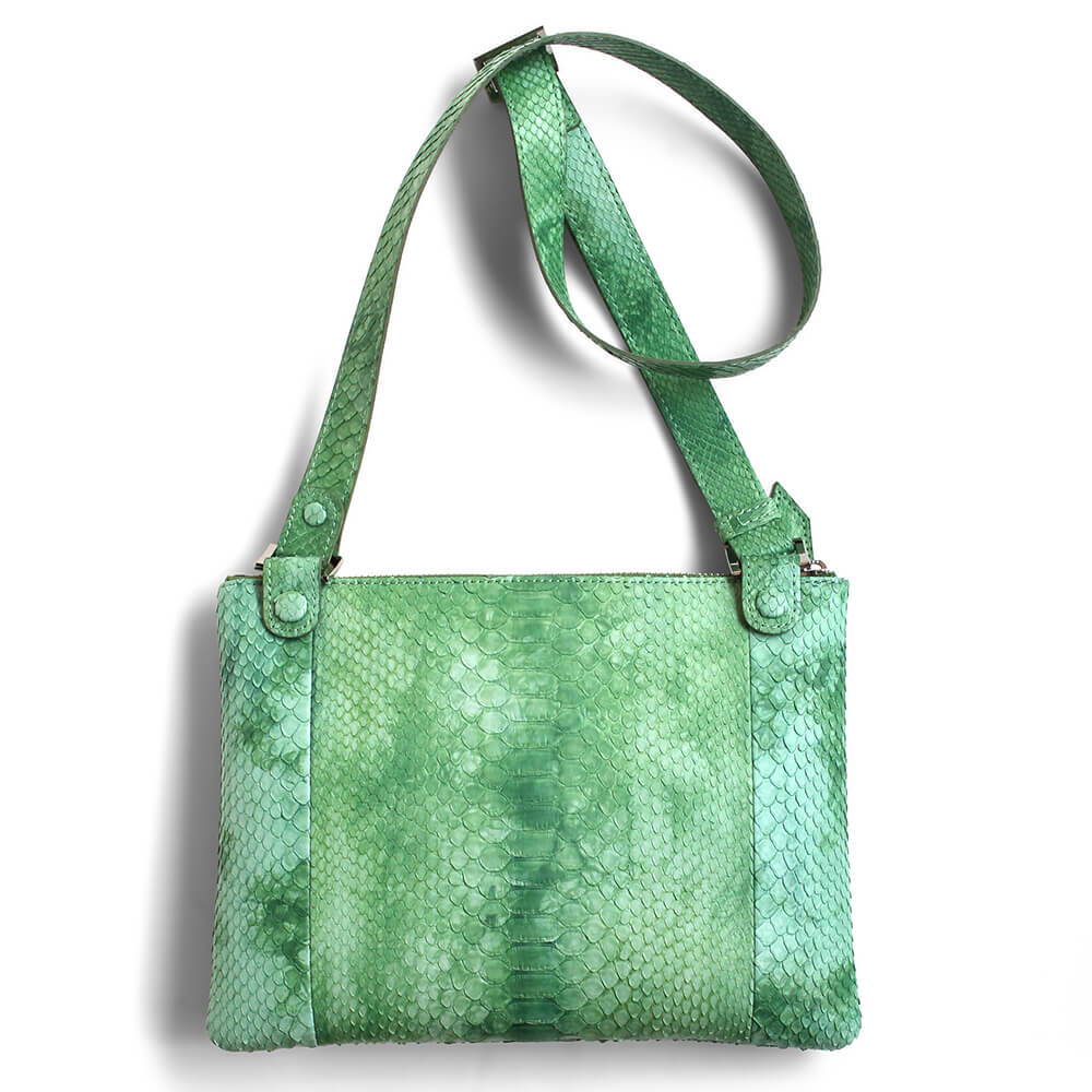 (全3色)【レザック】パイソン2wayバッグ ショルダー クラッチ 匠の染めシリーズ