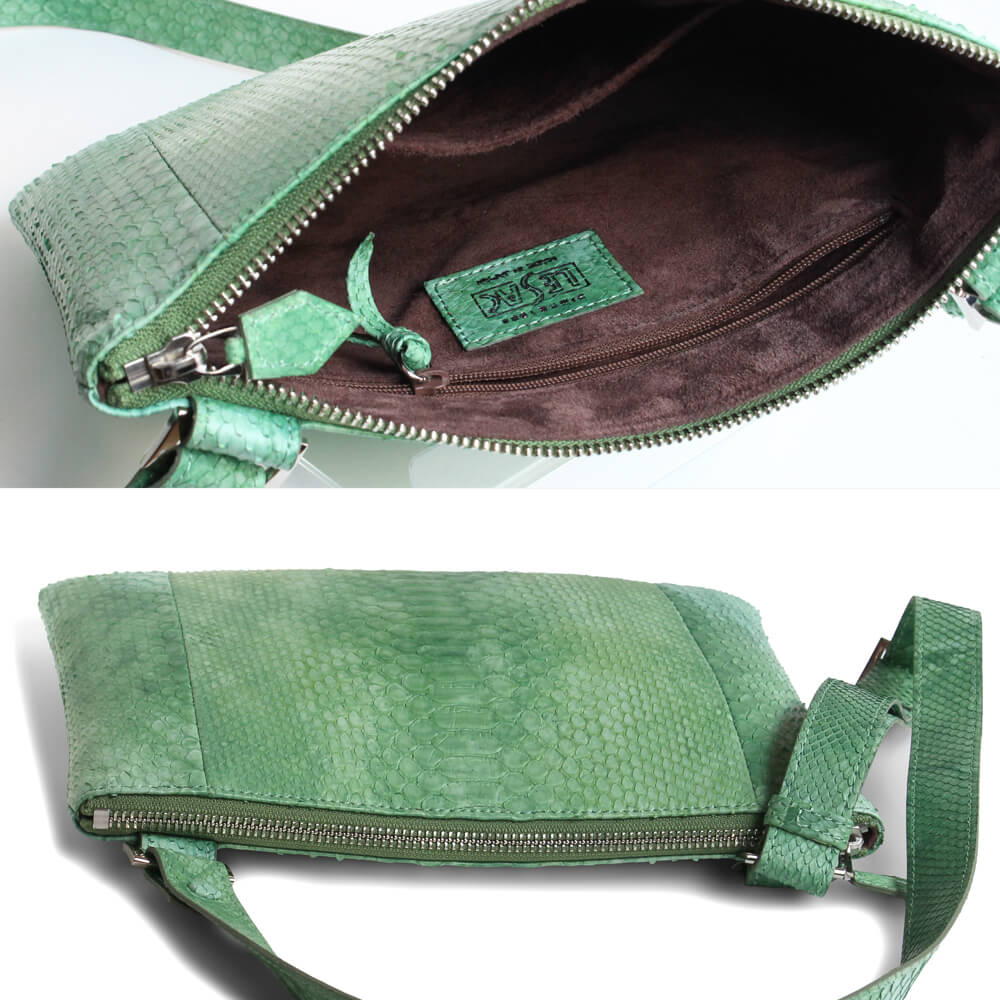 (全3色)【レザック】パイソン2wayバッグ ショルダー クラッチ 匠の染めシリーズ