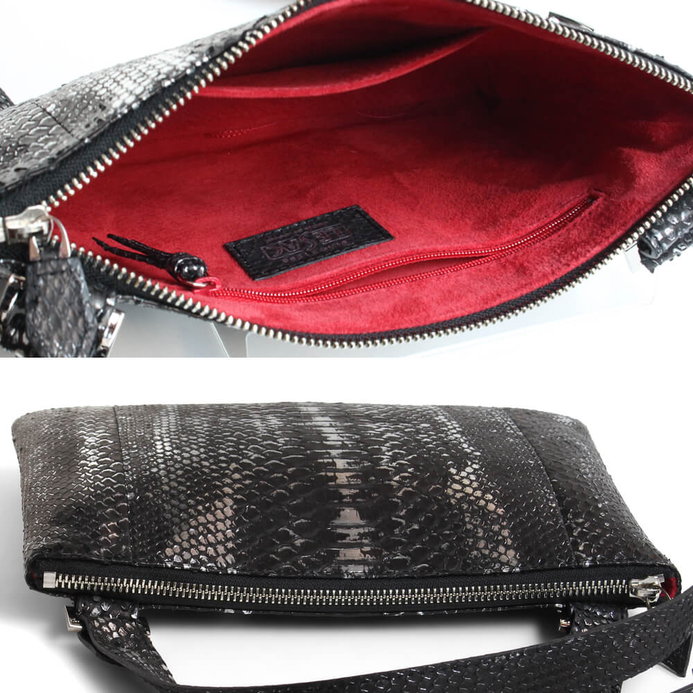 (全3色)【レザック】パイソン2wayバッグ ショルダー クラッチ 匠の染めシリーズ