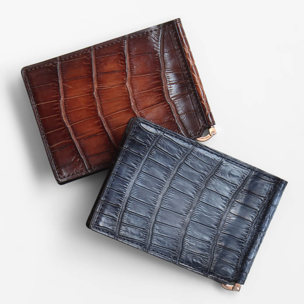 LESAC／レザック】クロコダイル マネークリップウォレット 札ばさみ