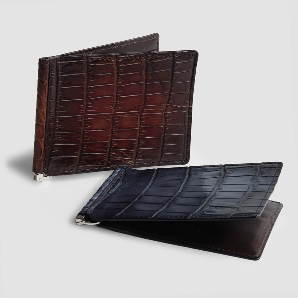 【レザック】クロコダイル マネークリップウォレット 札ばさみ パティーヌ