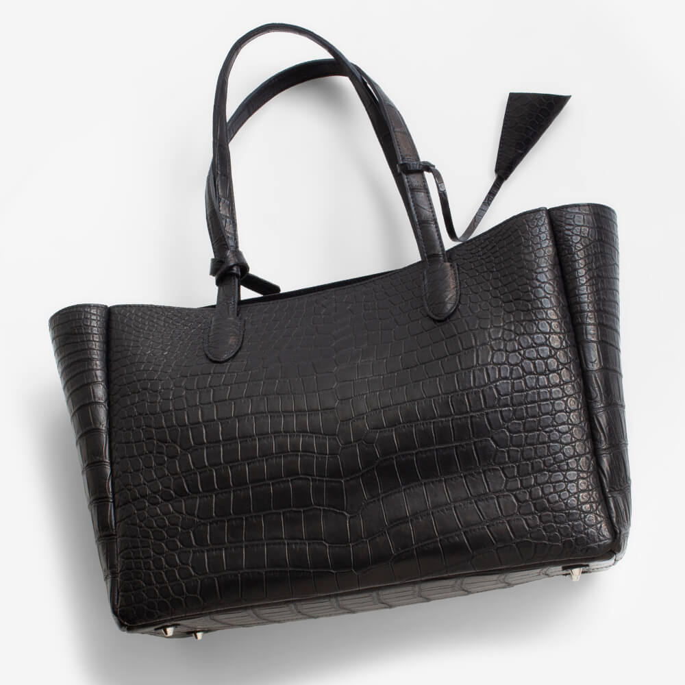 LESAC Polosus Crocodile Tote Bag, Black (les00096)