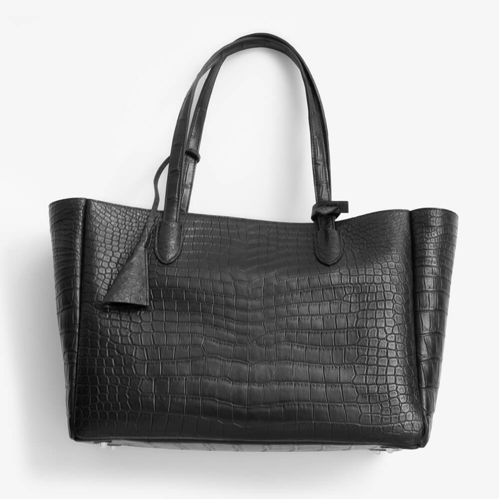 LESAC Polosus Crocodile Tote Bag, Black (les00096)