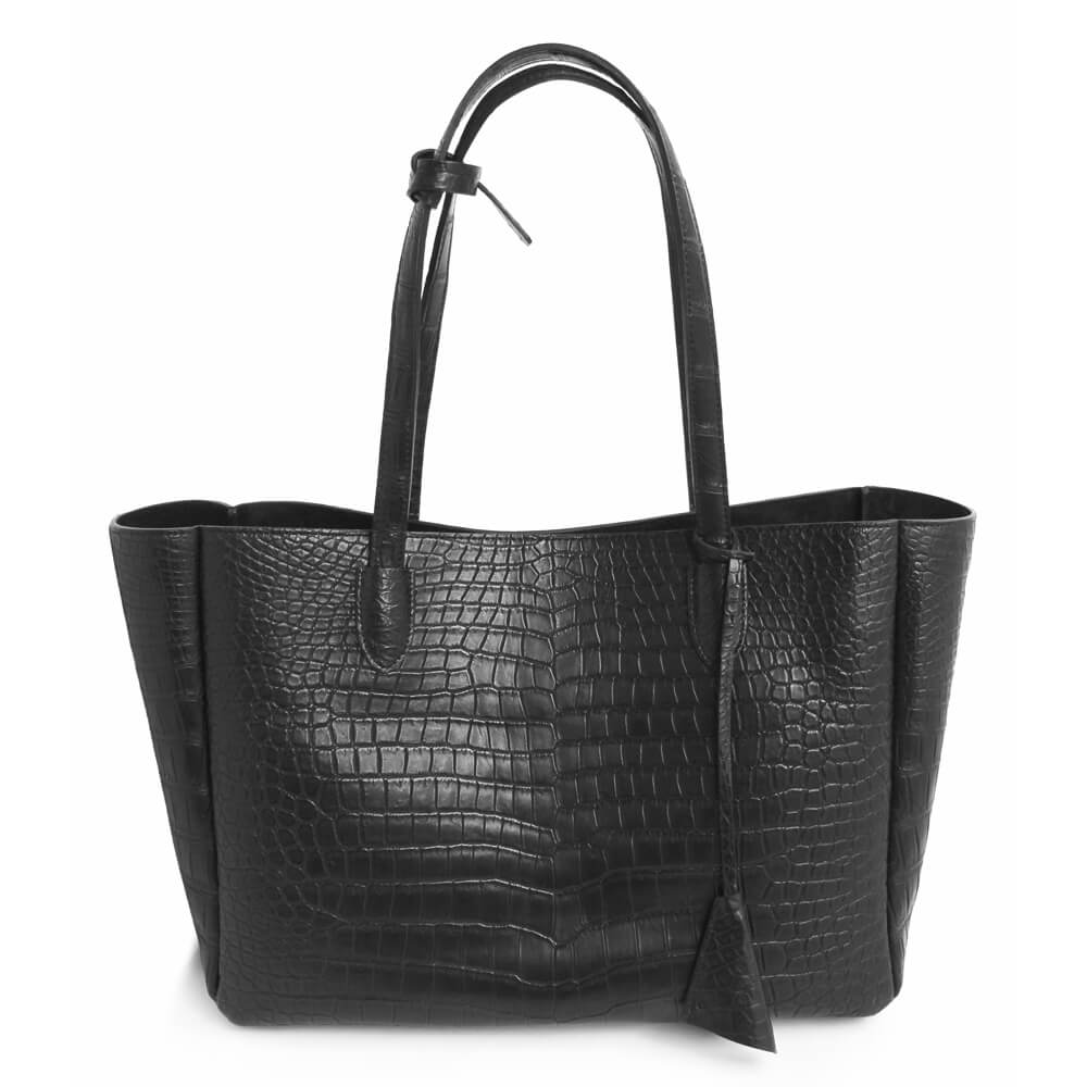 LESAC Polosus Crocodile Tote Bag, Black (les00096)