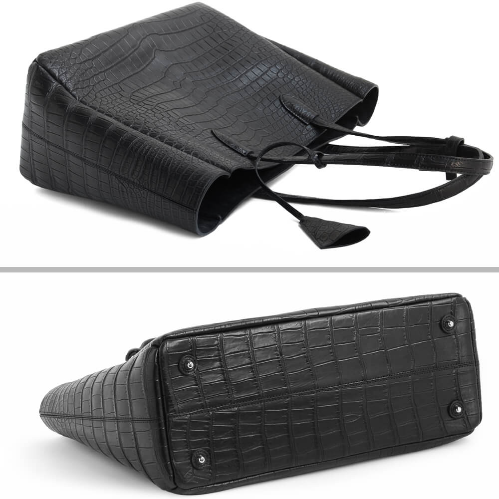 LESAC Polosus Crocodile Tote Bag, Black (les00096)