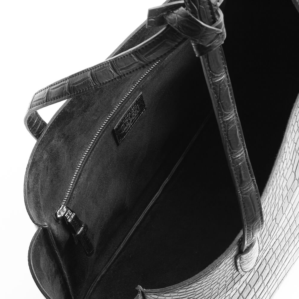 LESAC Polosus Crocodile Tote Bag, Black (les00096)