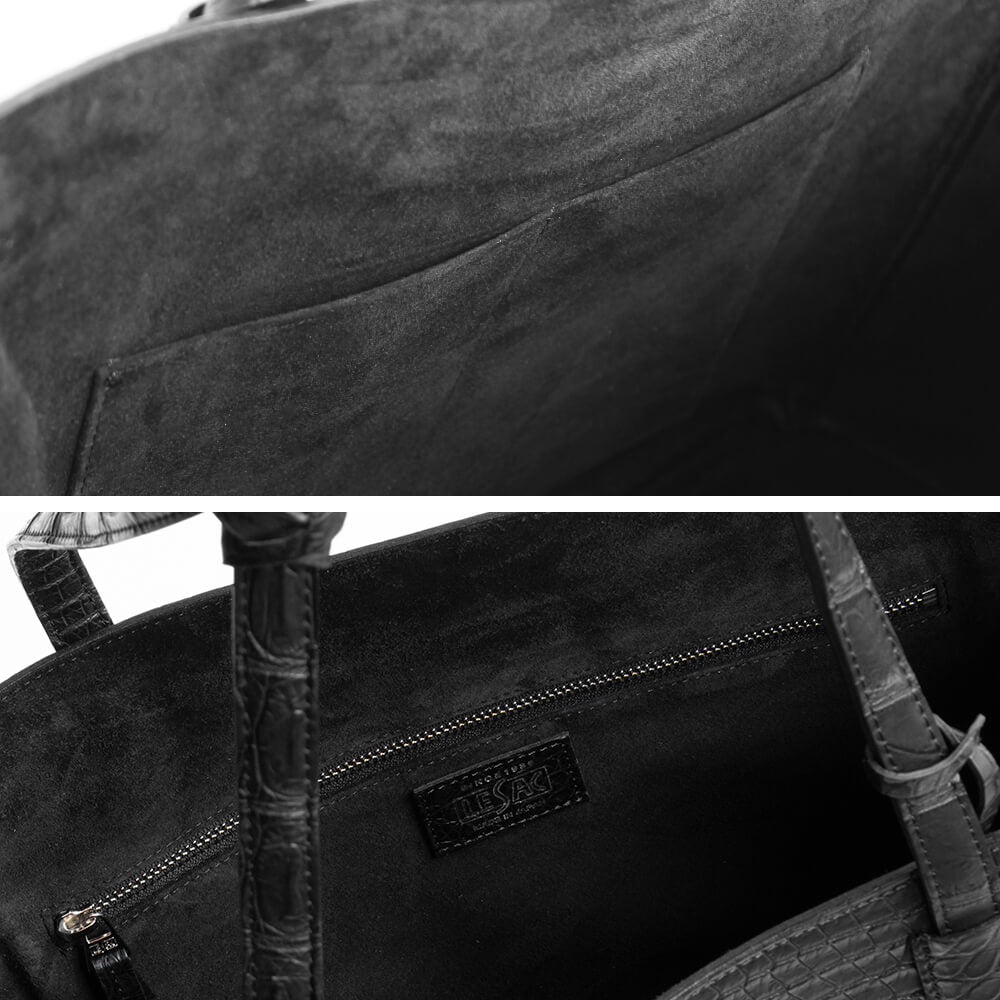 LESAC Polosus Crocodile Tote Bag, Black (les00096)