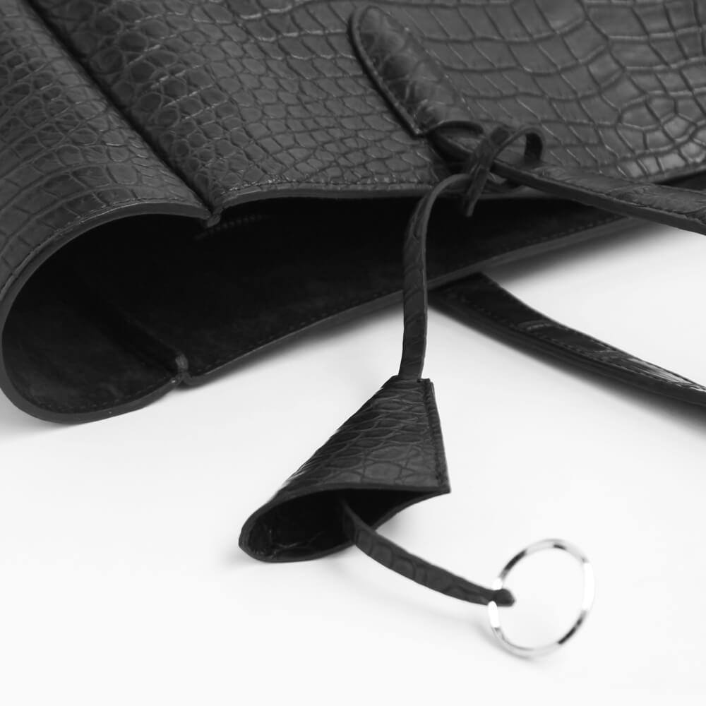 LESAC Polosus Crocodile Tote Bag, Black (les00096)