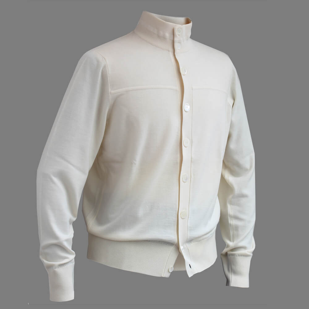 malo／マーロ】ハイネックニットカーディガン ウール ハイゲージニット