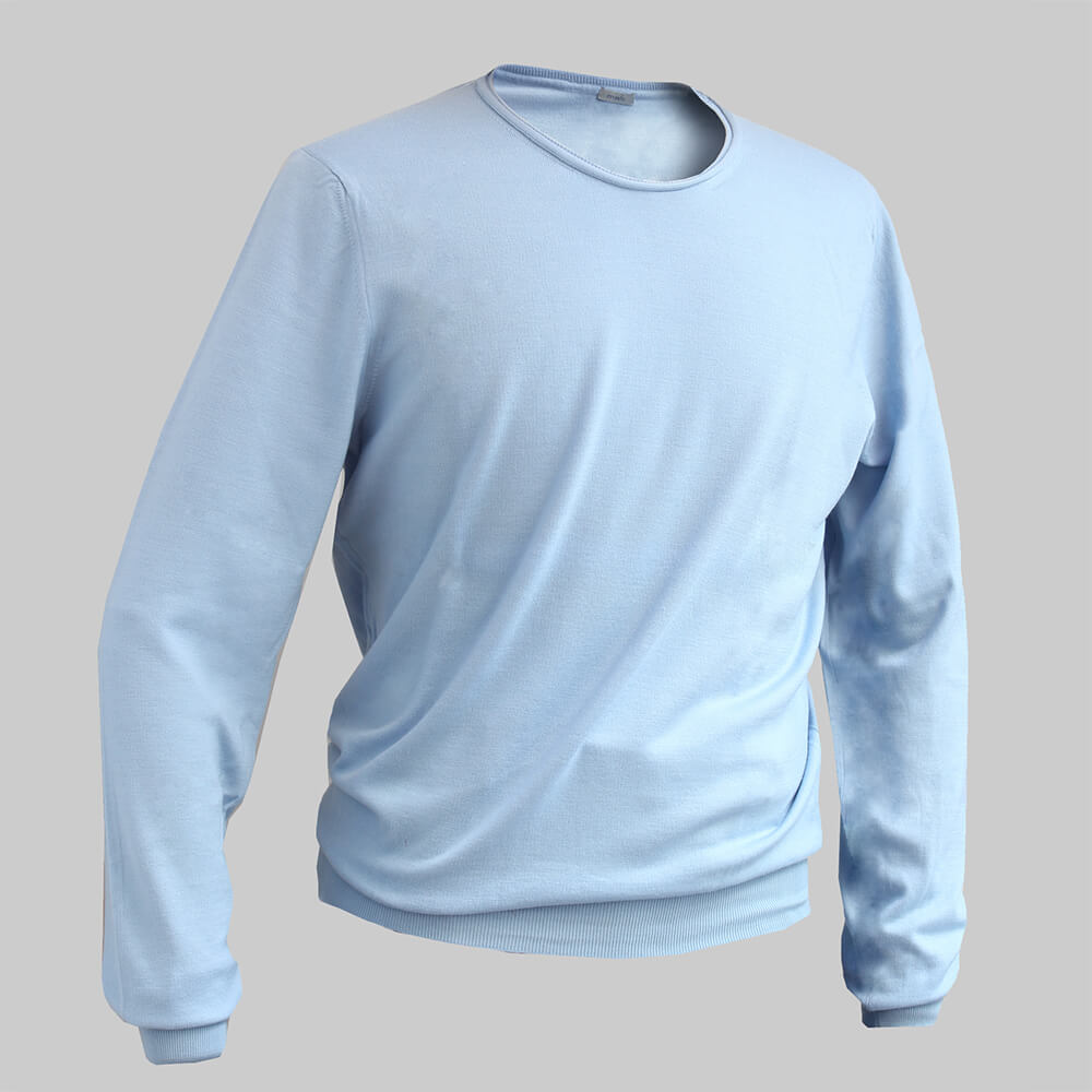 WILLIAM LOCKIE / William Rocky Super160's wool knit sweater V-neck light blue wil0006