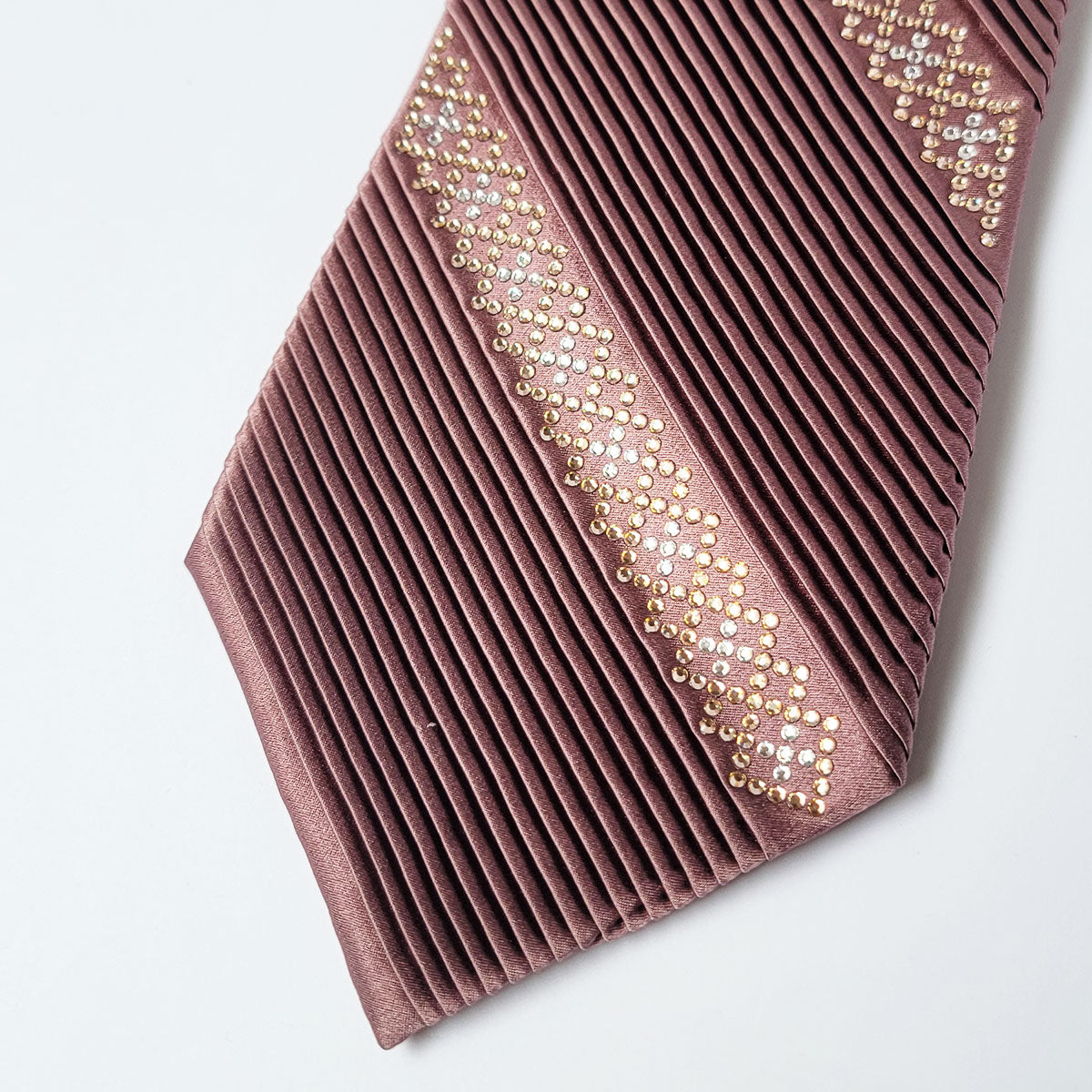 STEFANO RICCI / Stefano Ricci Swarovski Pleated Tie Luxury Collection Smoke Pink ste00690 