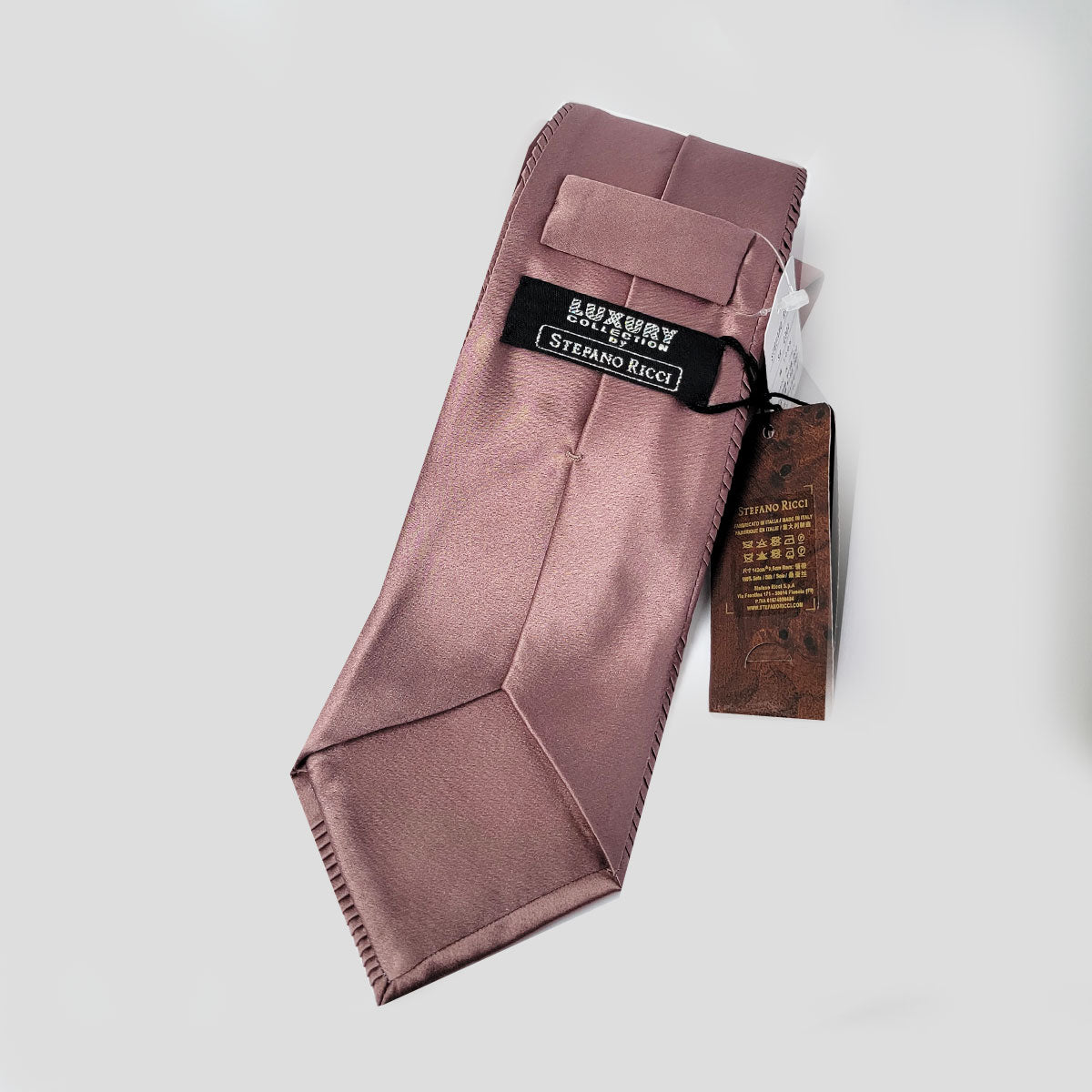 STEFANO RICCI / Stefano Ricci Swarovski Pleated Tie Luxury Collection Smoke Pink ste00690 