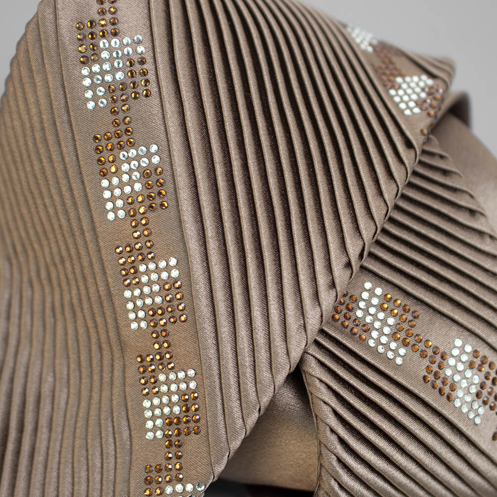STEFANO RICCI / Stefano Ricci Swarovski Pleated Tie Silk Pleated Bordeaux [ste00802] 