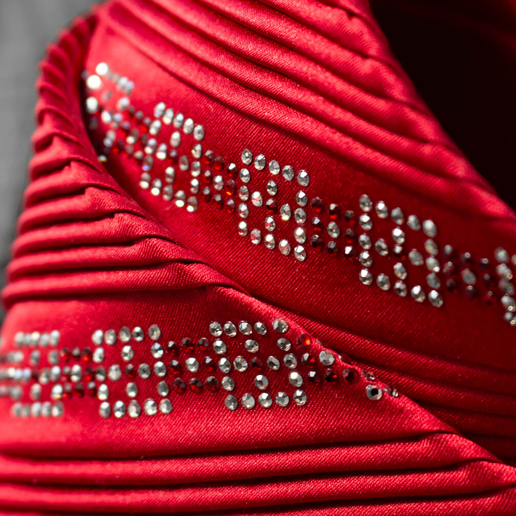 STEFANO RICCI / Stefano Ricci Swarovski Pleated Tie Silk Pleated Bordeaux [ste00802] 
